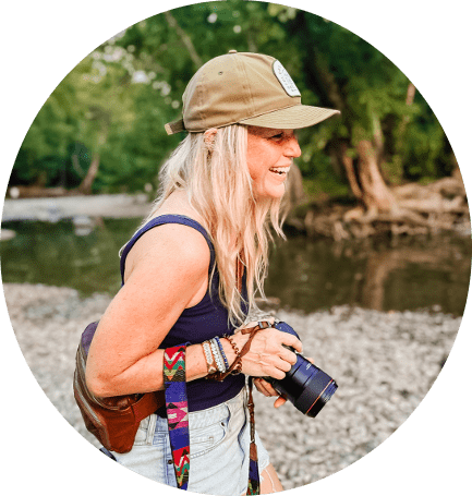 Christy Rice Photography laughing and taking photos at Highbanks Metro Park in Lewis Center, OH